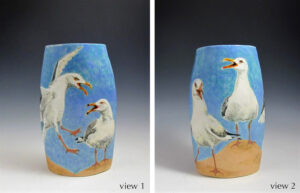Mary Ellen Taylor, Gossiping Gulls, ceramic